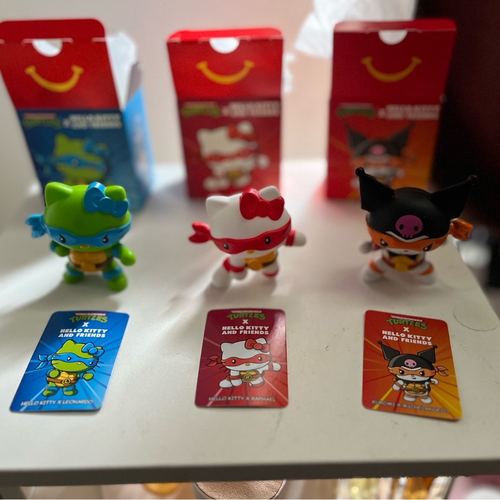 Hello Kitty Ninja Turtles Action Figures - Blue, Red, Black